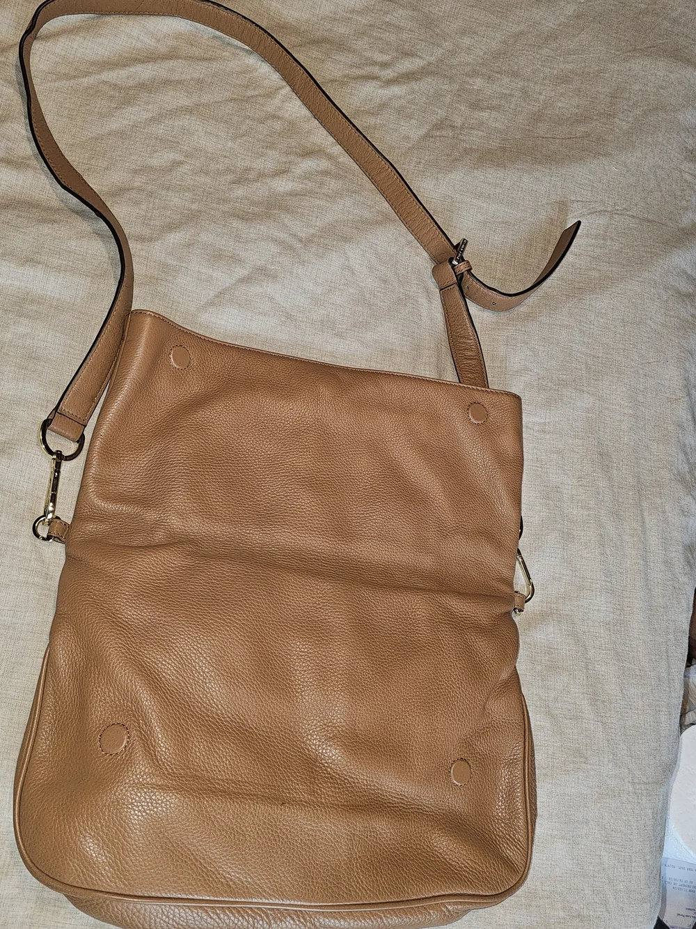 🤎Tory Burch Amanda Tan Brown Leather Logo Shoulder Hobo Bag Large